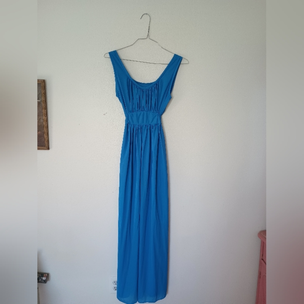 Vintage Sears blue nylon nightgown 36 tall